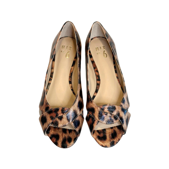 Mix No. 6 Barbro Flats Ballet Women’s Size 8M Animal Print Slip-On Peep Toe - Picture 3 of 10